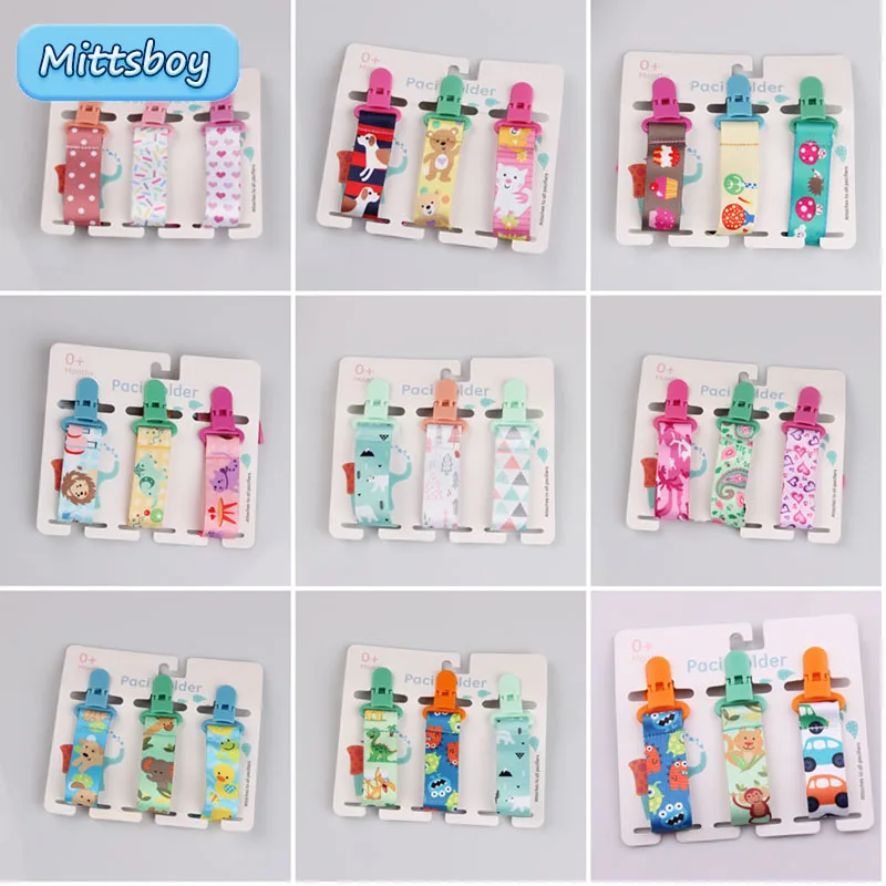 Baby Products Nipples - 3Pcs/lot Cartoon Print Baby Pacifier Clip
