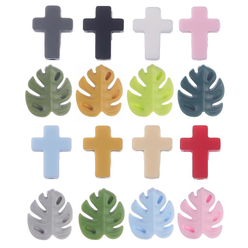 Baby Products Name - 10Pcs Leaves Cross Silicone Bead Food