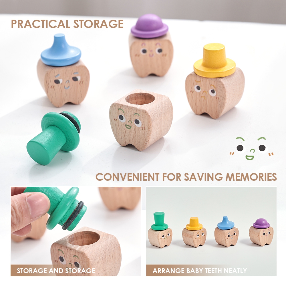 4pc Set Baby Tooth Wooden Box  - đánh giá và giá Baby Products Nipples